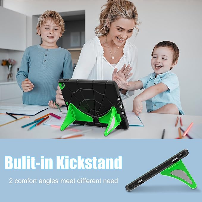 AKABEILA Compatible with Apple iPad 9.7 5th/6th(2017/2018)/iPad Air 2/iPad Pro 9.7 Tablet Case，Lightweight Shockproof Rugged Protective Cover with Kickstand for Kids Children Boys Babies Dark Green