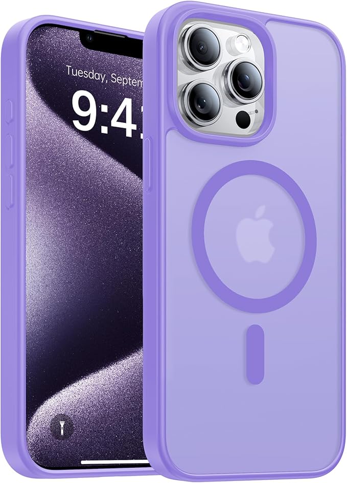 Magnetic for iPhone 12 Pro Max Case, [Compatible with MagSafe][Military-Grade Drop Protection][Anti-Yellowing] Shockproof Translucent Matte Cover for iPhone 12 Pro Max Phone Case,Light Purple