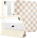 MrARTIST for for iPad Pro 11 Inch Case (M5/M4) 2025/2024 6th/5th Generation Case Cute for Women Girls Girly Kawaii Aesthetic Design for Apple Tablet Cover with Pencil Holder, Khaki Checkered
