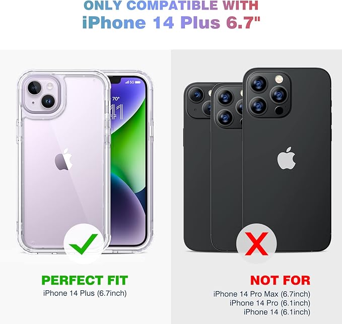 Diaclara Designed for iPhone 14 Plus Case, Waterproof Full Body Rugged Case with Built-in Touch Sensitive Anti-Scratch Screen Protector, with Camera Lens Protector for iPhone 14 Plus 6.7" (Clear)