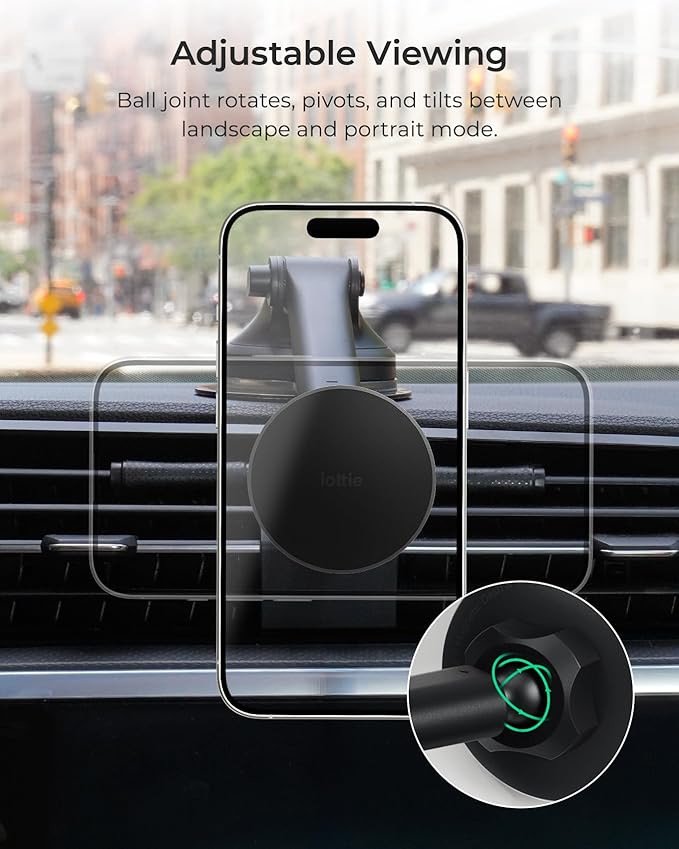 iOttie iTap 3 Magnetic Dash & Windshield Car Mount, Phone Holder with Suction Cup, Includes Magnetic Ring Adapter, Compatible with iPhone 12-17, Samsung Galaxy, Google Pixel, and MagSafe Phones