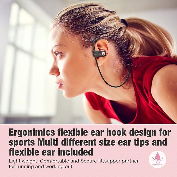 Boean Bluetooth Headphones, Wireless Earbuds with 16 Hours Bluetooth 5.3 Wireless Headphones HD Deep Bass Stereo IPX7 Waterproof Earphones for Sports Headset AI Music Generation