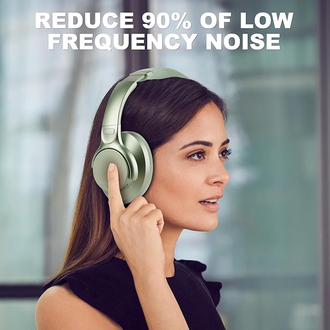 TUINYO Bluetooth Headphones Wireless, Over Ear Stereo Wireless Headset 40H Playtime with deep bass, Soft Memory-Protein Earmuffs, Built-in Mic Wired Mode PC/Cell Phones/TV-White