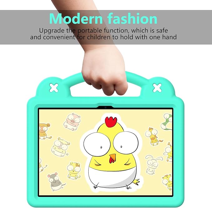 AKABEILA Compatible with Lenovo Tab M10(3rd Gen) 10.1(2022)/Huawei MatePad T 10s 10.1/MatePad T 10 9.7/MatePad SE 10.1(2022)/Honor Pad X8/Pad X8 Lite Tablet Case, Strap for Girl Kid Gift - Mint Green