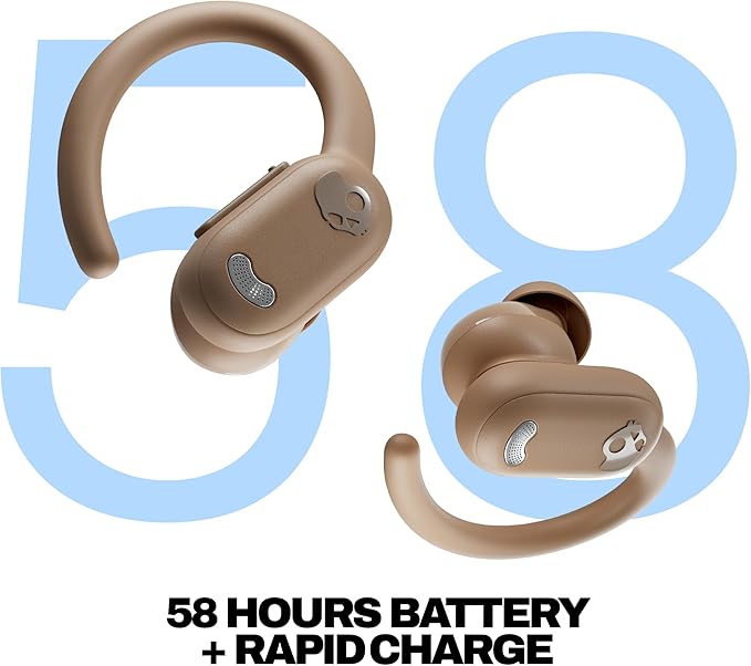 Skullcandy Push ANC Active Wireless Earbuds, Bluetooth Headphones, Noise Cancelling, 58 Hours Battery, Secure-Fit Over-Ear Hanger, Sweat and Waterproof, Microphone for iPhone Android - Primer
