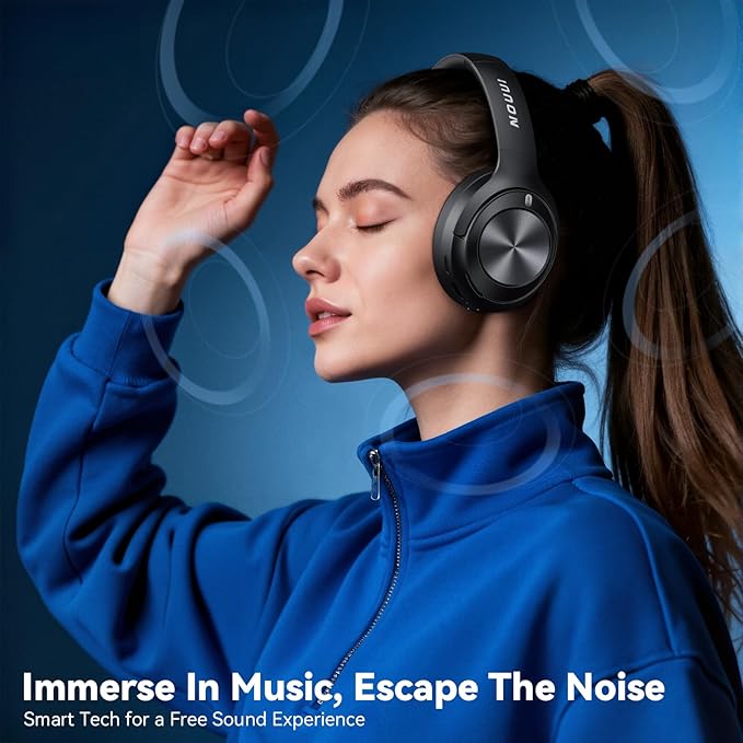 Hybrid Active Noise Cancelling Headphones, Wireless Bluetooth Headphones with Hi-Res Audio, Deep Bass, Transparent Mode, 70H Playtime Over Ear Bluetooth Headset with Fast Charging for Travel/Office/PC