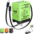 W&O 2-in-1 GaN Compatible with Fast Charger, GaN Charger Fast Charging, Retractable Phone Chargers Wall Plug with Lightning and Type-C Cables, Foldable Chargers for iPhone&Most Android, Green