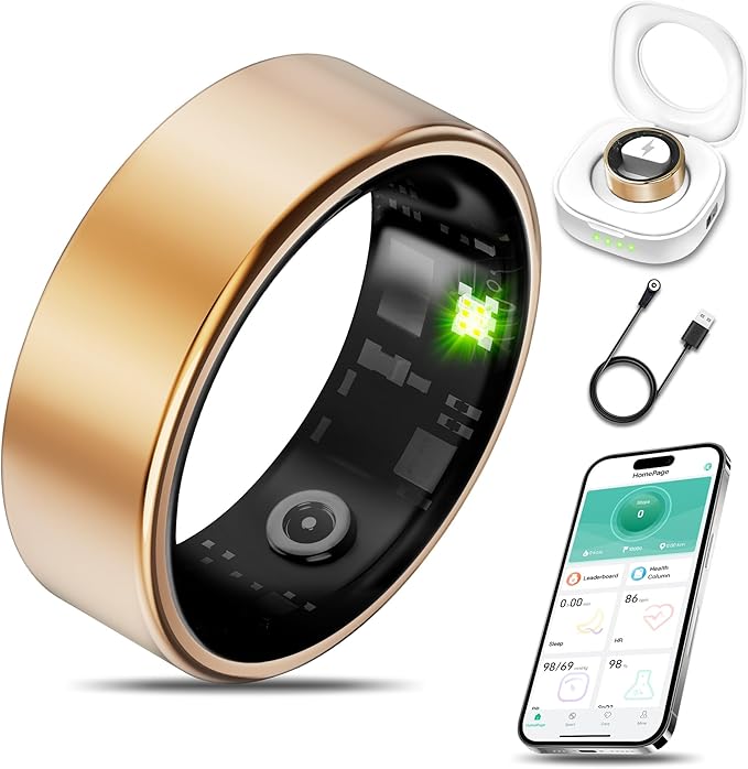 Smart Health Ring for Women Men Fitness Tracker with Heart Rate, Blood Oxygen, Blood Pressure, Sleep Monitoring, Step Counting, IP68 Waterproof for iOS and Android, No APP Fee, Rose Gold 13