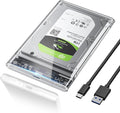 POSUGEAR 2.5'' External Hard Drive Enclosure, 6Gbps USB C 3.1 Gen 2 to SATA III Tool-Free Clear External Hard Drive Case for 7mm/9.5mm 2.5 inch SSD HDD with UASP Compatible with WD Toshiba Samsung PS4