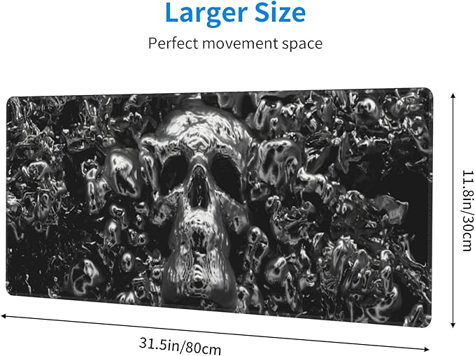 Skull Mouse Pad XL Large Mousepad Non Slip Rubber Base Desk Mat for Laptop Computer Gaming 31.5" X 12"