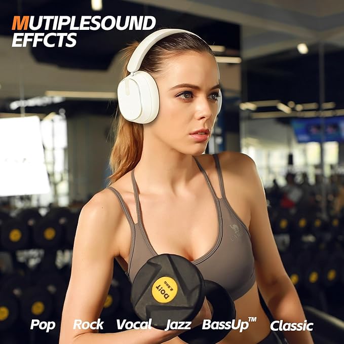 Hybrid Active Noise Cancelling Bluetooth Headphones,Bluetooth 6.0 Over Ear Wireless Headphones with 60H Playtime, Hi-Res Audio, Deep Bass, Memory Foam Ear Cups for Home Office Travel White