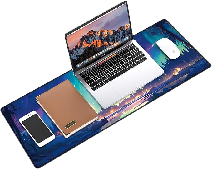 Galdas Mouse Pad for Gaming,Aurora Background Pattern XXL XL Large Mouse Mat Long Extended Mousepad Desk Mat Non-Slip Rubber Mice Pads Stitched Edges Thin (31.5 x 11.8 x 0.12 Inches)