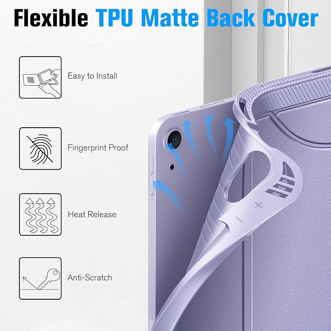 Fintie Magnetic Stand Case for iPad Air 11-inch M4/M3/M2 (2026/2025/2024), iPad Air 5th/4th Generation (2022/2020) 10.9 Inch - Multiple Angles Shockproof TPU Cover with Pencil Holder, Lilac Purple