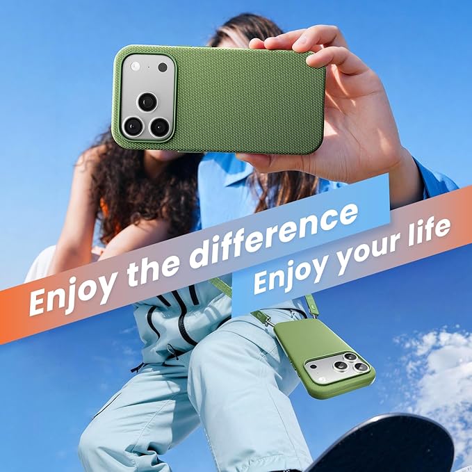 Mkeke for iPhone 17 Pro Case Techwoven Green, [Compatible with MagSafe] [Camera Control Cover] [Premium Tech Woven Fabric] [Drop Protection] Shockproof Skin-Friendly