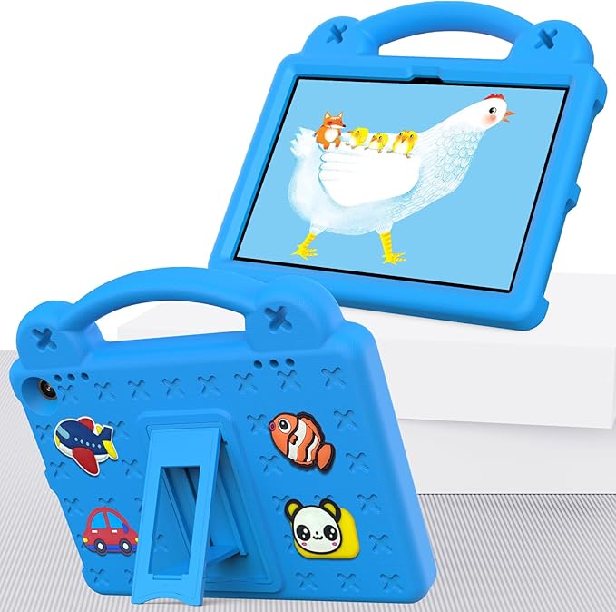 AKABEILA Compatible with Amazon Fire HD 8/HD 8 Plus (2020/2022)/Fire HD 8 2024 Tablet Case, Kids Friendly Universal Lightweight Shockproof Protective Case with Shoulder Strap & Stand Handle Sky Blue