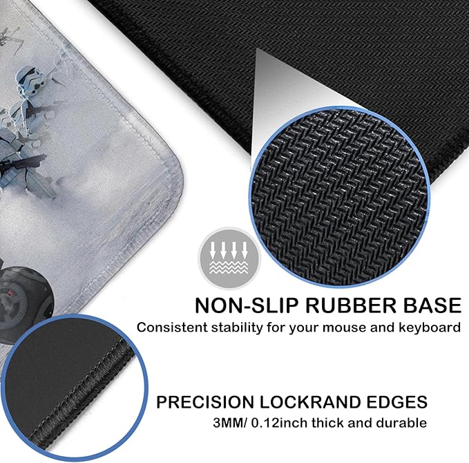 Large Gaming Mouse Pad XXL,Soft Big Extended Mousepad with Non-Slip Rubber Base and Stitched Edges,Smooth Surface Laptop Desk Pad,Computer Keyboard and Mice Combo Pads Mouse Mat,31.5x15.7 inch
