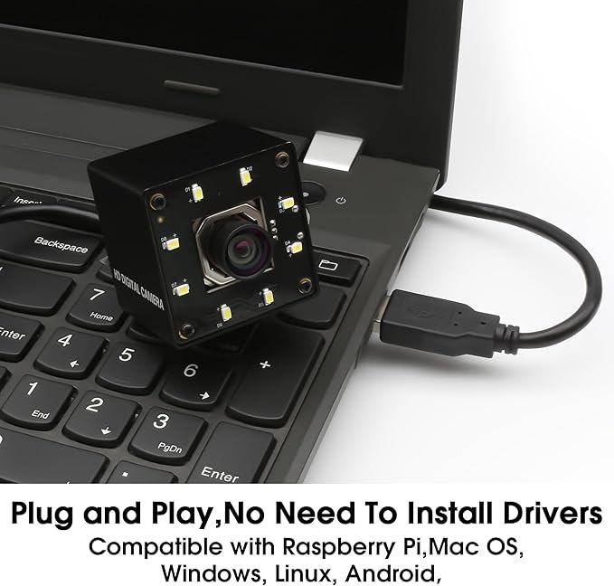 4k USB Camera Autofocus 100 Degree No Distortion Lens Color Night Vision Webcam for Computer UVC USB2.0 Lightburn Cam Plug and Play for Raspberry Pi Linux Mac OS Jetson Nano