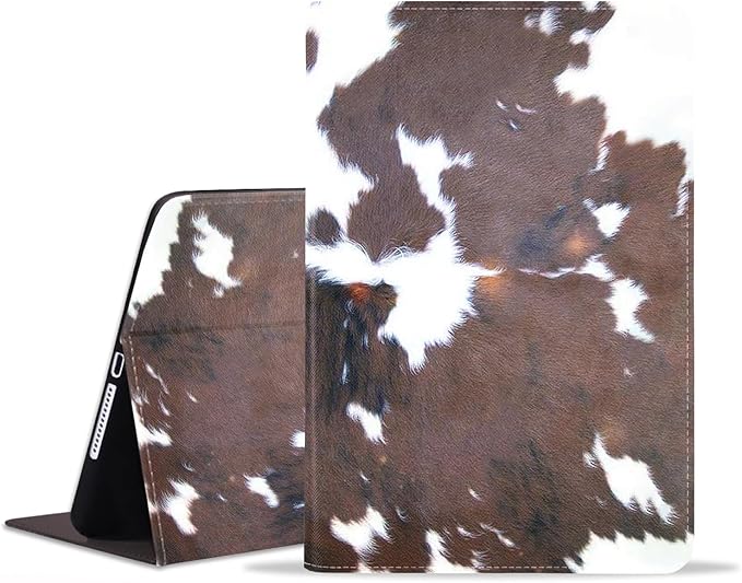 WEUIUJKILO Case for iPad (A16) 11th Generation 11 Inch 2025, iPad 10th Generation 10.9 Inch 2022, Slim PU Leather Folding Stand Smart Cover with Auto Sleep/Wake, Brown Cow Print