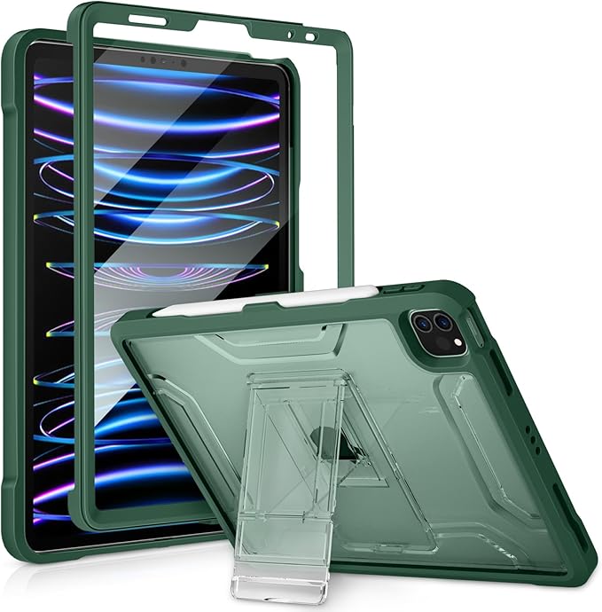 VIKESI iPad Pro 11 inch Case (2018-2022 Released), TPU Shockproof Frame, Matte Frosted Back, Midnight Green, Portable Electronic Device Cover