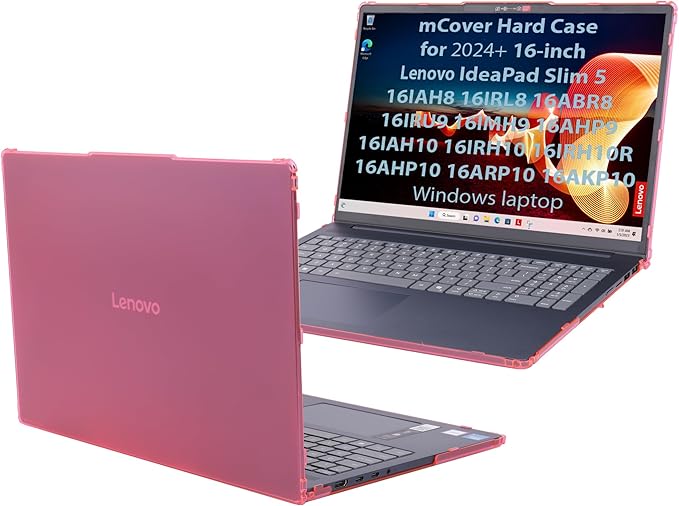 mCover Case ONLY Compatible for 2024-2026 16" Lenovo IdeaPad Slim 5 16AHP10 16ARP10 16AKP10 16IRH10 16IAH10 16IRU9 16ABR8 Series Windows Computers(NOT for Other Lenovo Models)- Pink