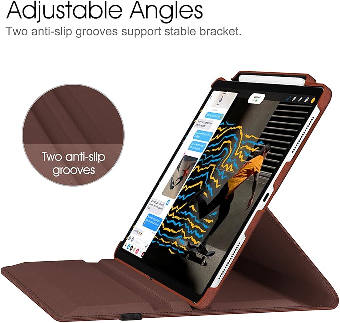 Fintie Rotating Case for iPad Pro 12.9-inch 6th Generation 2022-360 Degree Swiveling Protective Cover with Pencil Holder, Auto Sleep/Wake, Also Fit iPad Pro 12.9" 5th/4th/3rd Gen, Brown