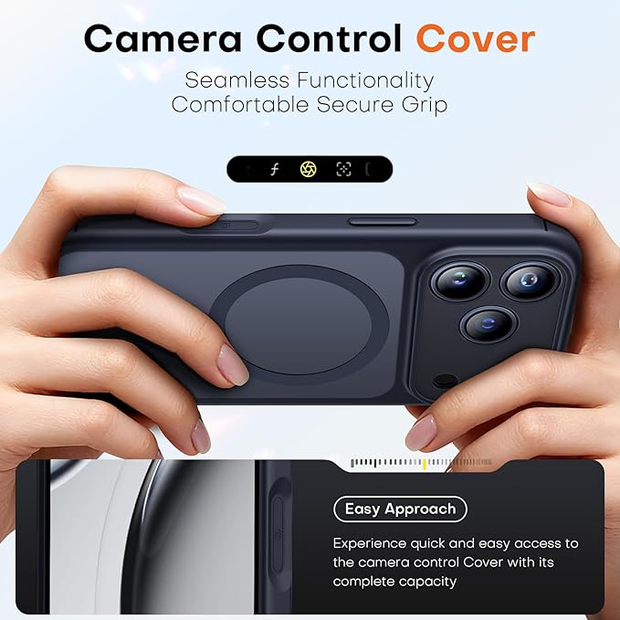 TAURI for iPhone 17 Pro Case, Compatible with MagSafe, (Full Camera Protection) Camera Control Cover Solid-Color Matte Magnetic Phone Case for 17 Pro 6.3", Black