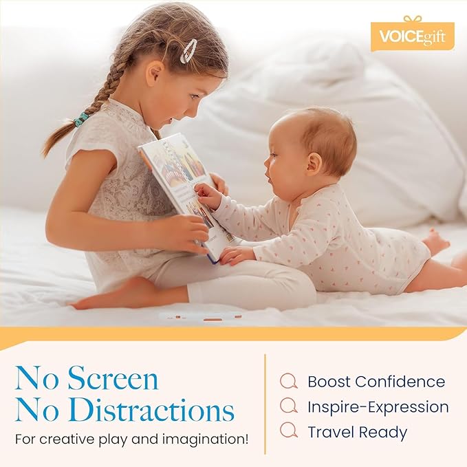 VoiceGift Play, Screen-Free Audio Recorder for Kids | Back to School Story Book Player with Fun Matching Stickers, Voice Notes, Student Aid & Routines for Child Connection, Busy Books for Toddlers