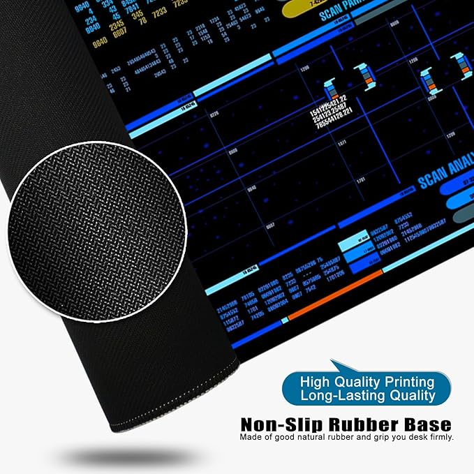 Spacecraft Dashboard Gaming Mouse Pad Large Mouse Pad Office Desk Accessories XL Desk Mat 31.5x11.8x0.12 inch Blue Large Desk Pad Keyboard Pad (Console)