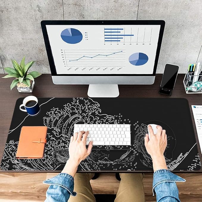 LATEEFAH Mouse Pad with Wrist Rest, Large Mouse Pad, Ergonomic Gaming Desk Pad Keyboard Wrist Rest Set, 4-in-1 Desk Mat Keyboard Mat for Home, Office