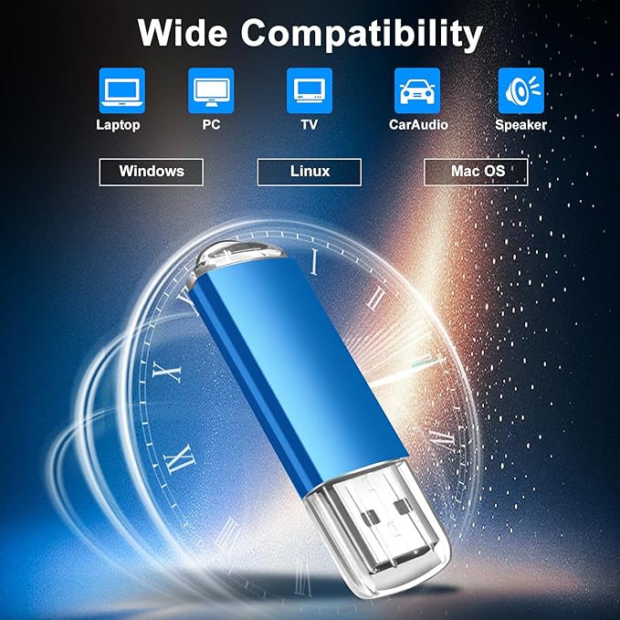 Generic Dual-Pack 256GB USB Flash Drives - High-Speed Data Transfer, Colorful & Reliable Storage for Photos, Videos, Music(2 Pack Plastic USB Blue, 256GB)