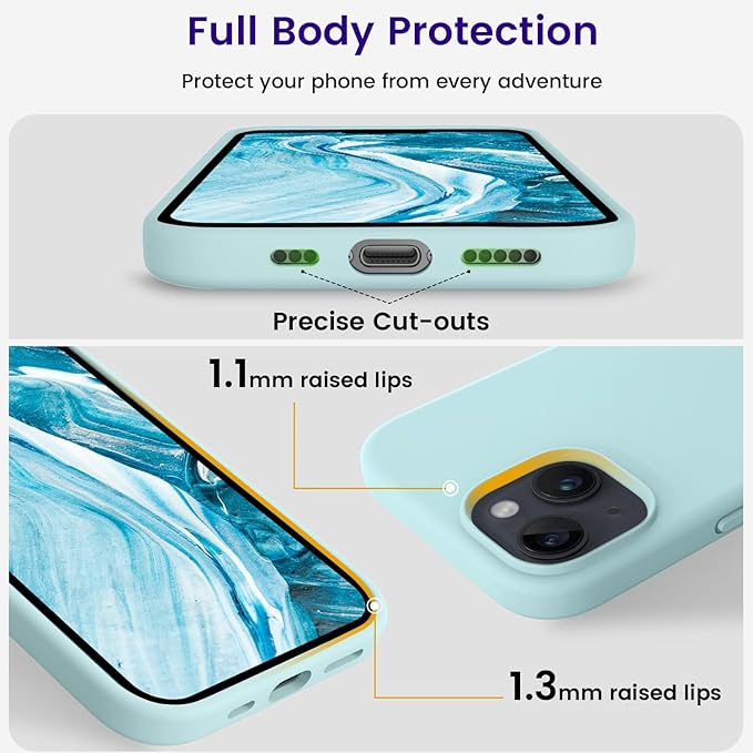 OTOFLY Compatible with iPhone 15 Case, Silicone Shockproof Slim Thin Phone Case for iPhone 15 (6.1 inch), (Mint Green)