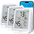GoveeLife Hygrometer Thermometer H5104 3Pack, Bluetooth Room Temperature Monitor with APP Alert and 2 Years Date Storage Export, Remote LCD Digital Hygrometer Indoor Humidity Meter, Greenhouse