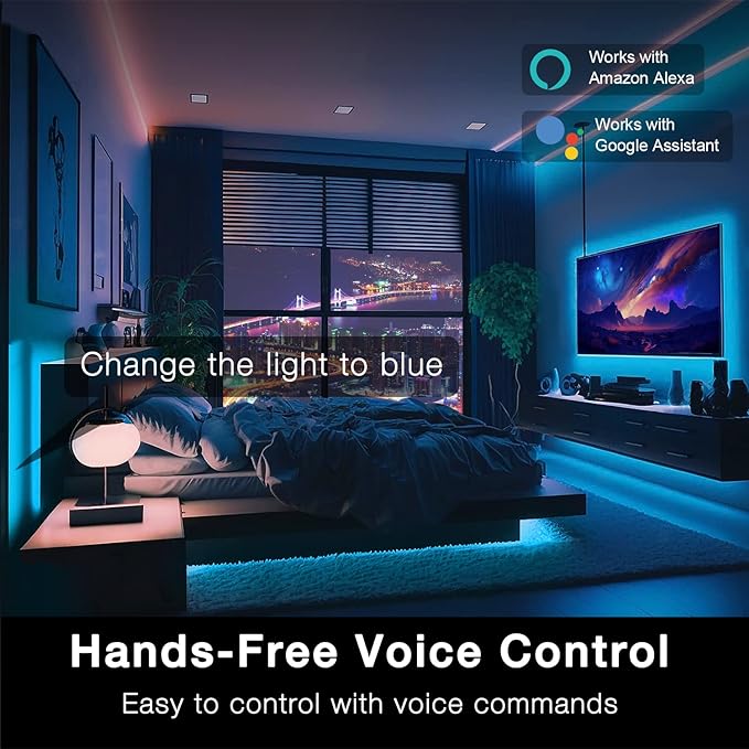DAYBETTER Smart WiFi Led Lights 100ft, Tuya App Controlled Led Strip Lights, Work with Alexa and Google Assistant, Timer Schedule, Color Changing Led Lights for Bedroom Party Kitchen