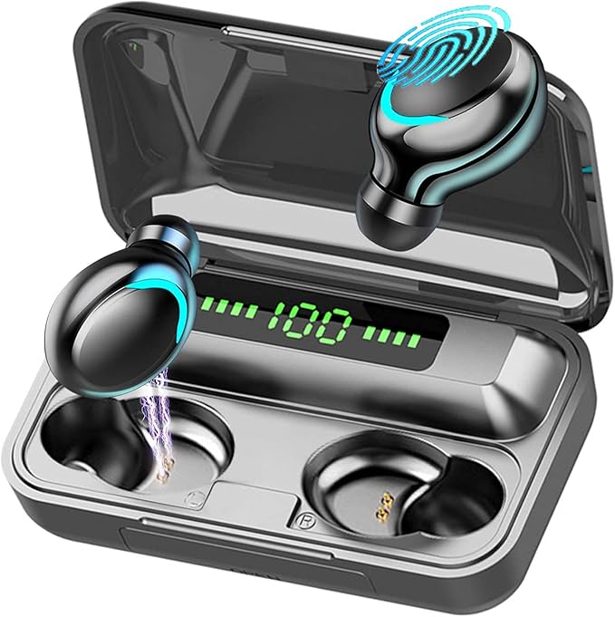 Bluetooth Wireless Headphones,TWS F9 with Noise canceling Earbuds with Mic HiFi Stereo Waterproof Sports Headset for Cell Phones and pc Sound and with 50 hrs Playtime