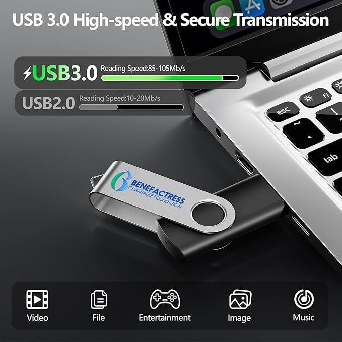 Custom USB 3.0 Personalized Flash Drive 64GB, 50Pcs High-Speed Memory Sticks with Printed Logo/Text, Bulk Promotional Thumb Drives for Company AD/Education/Wedding/Corporate Events
