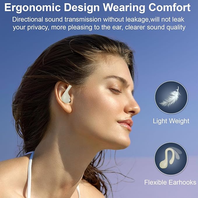 ZER-LON Wireless Earbuds, Bluetooth 5.3 Headphones 60hrs Playtime Noise Cancelling Wireless Headphones Waterproof Over-Ear Buds with Earhooks Built-in Mic Headset for Workout Sports (Cream)