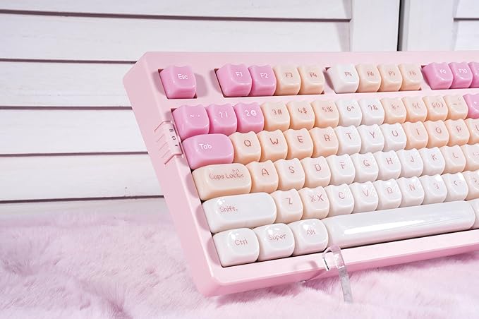 ZORNHER ZH980 Pink Mechanical Keyboard,95% Cat Keyboard Cute,Kawaii Kitty Keycaps,Pink Gaming Keyboard with Number Pad,Jelly Ceramic Keycap,Creamy Sounding Switches