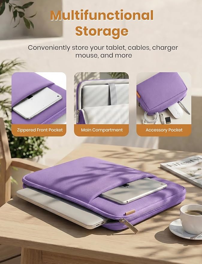 DOMISO 17.3 inch Laptop Sleeve Case Water Resistant Shockproof Protective Computer Bag for 17.3" Notebook/HP Pavilion Envy 17/IdeaPadm/MSI/LG Gra with Accesory Bag,Purple