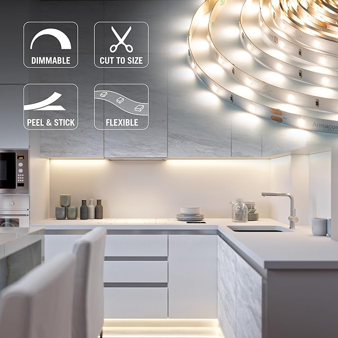 Armacost Lighting RibbonFlex Pro 24V White LED Strip Lights 30 LED/m, 2700K, 32.8 ft 134250