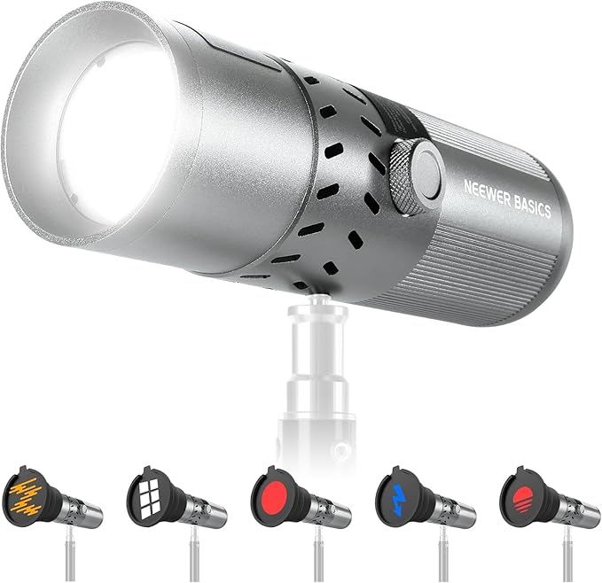 NEEWER BASICS 20W RGB Photography Flashlight with 4 Colors/20 Gobo Filters, Built in 49.95Wh Battery, 6300K CRI95+ Portable LED Spotlight Ambient Sunset Light for Video Recording Studio Lighting, FL20