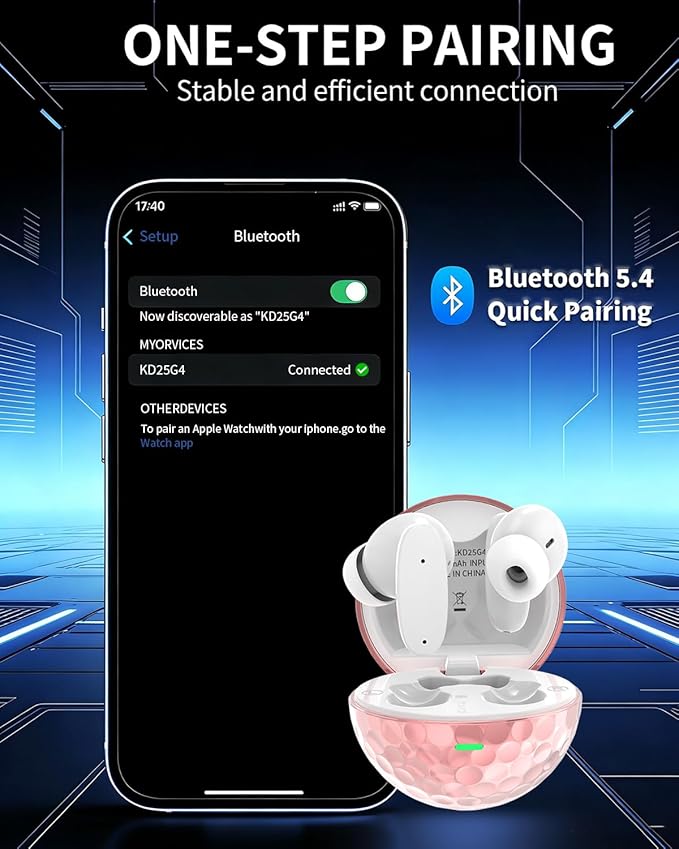 True Wireless Earbuds, Bluetooth 5.4 Headphones with Dual ENC ANC Noise Canceling, 13mm Drivers for Deep Bass Stereo, IPX7 Waterproof, 18H Playtime, USB-C Charging Case for iPhone Android