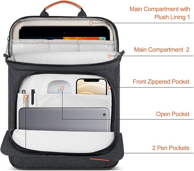 12.9-14 Inch Tablet Sleeve Case for 14.6" Samsung Galaxy Tab S11 S10 S9 S8 Ultra, iPad Pro 13" 12.9"/Air M2 M3 M4,MacBook Air 13"/MacBook Pro 14" M5 M4 M3 Shoulder Bag,Surface Pro 11 Carrying Bag-Grey
