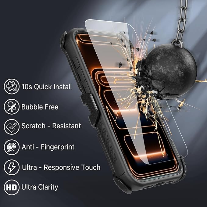 M MYBAT PRO For iPhone 17 Pro Max Case with Belt Clip Holster, Maverick Series 17 Pro Max Case[Compatible with Magsafe]w/Screen Protector,Anti-Drop,with 360°Rotating Kickstand,Heavy Duty Protection