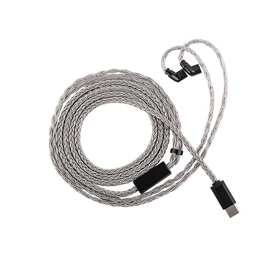 Linsoul Tripowin Zonie HiFi In-Ear Monitor Upgrade Cable, with Omni Mic, 16-Core Silver-Plated SPC Earphone Cable, Type-C/3.5mm Options, 1.25m SPC Tangle-Free Wire for Audiophiles(Typec,Recessed 2Pin)