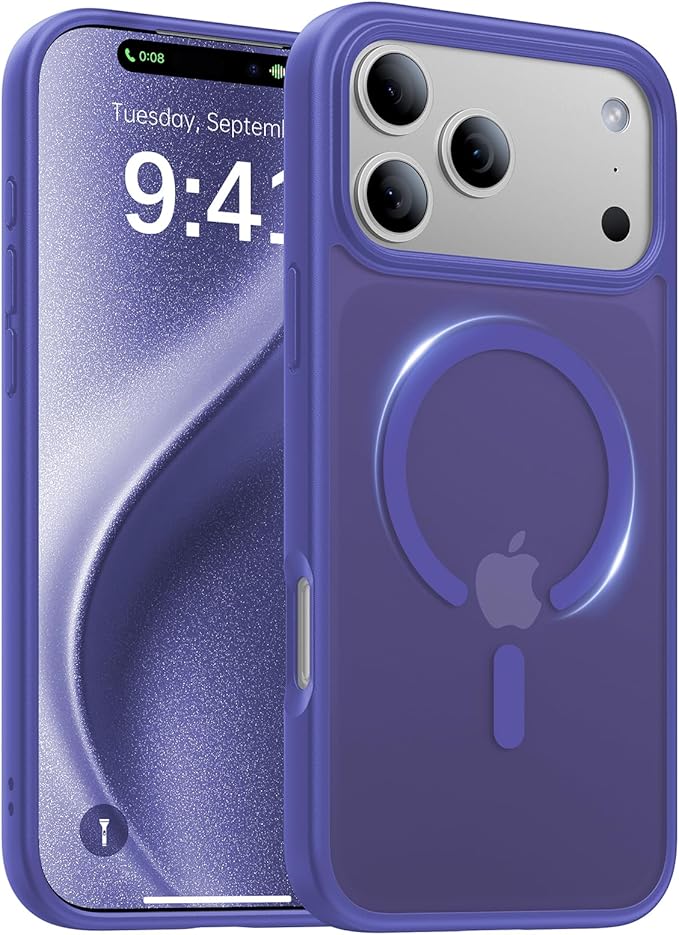 Magnetic for iPhone 17 Pro Case,[Anti-Slip][Compatible with MagSafe][Military Grade Drop Protection] Shockproof Protective Translucent Matte Phone Case for iPhone 17 Pro Case,Cobalt Blue