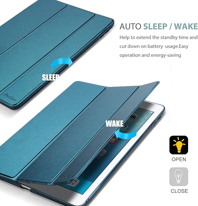ProCase Smart Case for iPad 9.7 Inch iPad 6th/5th Generation 2018 2017(Model: A1893 A1954 A1822 A1823), Ultra Slim Lightweight Stand Cover with Translucent Frosted Back -Teal