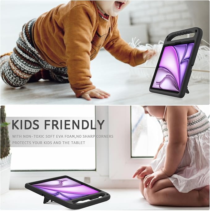 ATOOZ Kids Case for iPad air 13 inch 2024 2025 2026 (M2 M3 M4) / iPad Pro 13 inch (M4 M5), Cover with Shockproof Handle Stand for iPad Pro 13 7th /8th Gen 13" Tablet (Black)