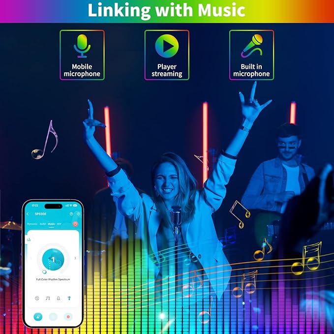 PAUTIX 12-in-1 Bluetooth LED Music Controller Addressable SP630E,Full Color Controller iOS/Andriod App Control Support Almost All LED Strip Lights CCT/RGB/RGBW/WW/RGBCCT,Matrix Panel(Without Battery)