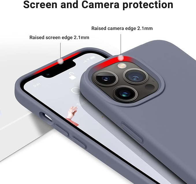 OTOFLY Compatible with iPhone 13 Pro Case, Liquid Silicone Slim Protective Shockproof Phone Case Cover with Anti-Scratch Microfiber Lining, 6.1 inch, Lavender