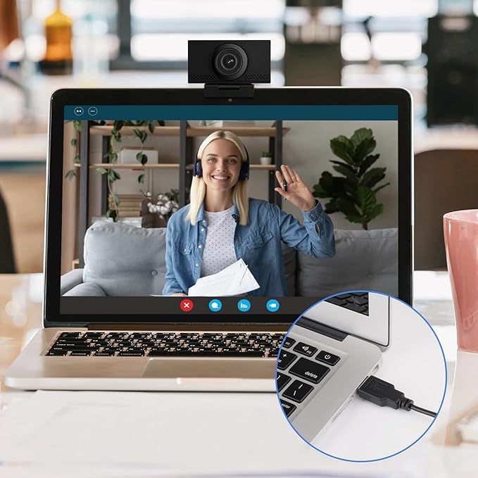 MEGREZ 4K Webcam with Microphone, AutoFocus HD USB C Web Camera with Privacy Cover, Plug & Play Streaming Webcam for Zoom Meetings, Skype, YouTube, Laptop/Desktop/PC